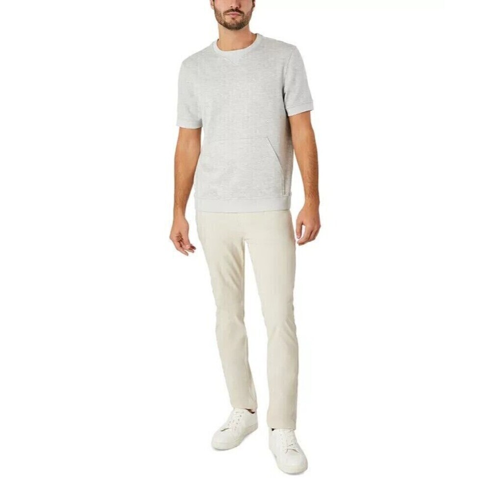 Kenneth Cole Mens Novel-T Sweatshirt Crew Neck Short Sleeve Gray Heather Small